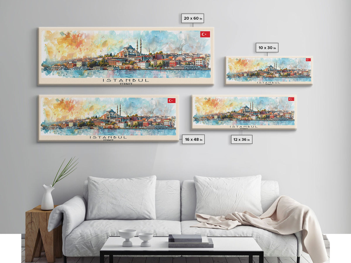 Istanbul Turkey Travel Print Wall Art, Panoramic City Art, Travel Art, Wall Decor, Vacation Gift, Framed Canvas Print Or Metal Art