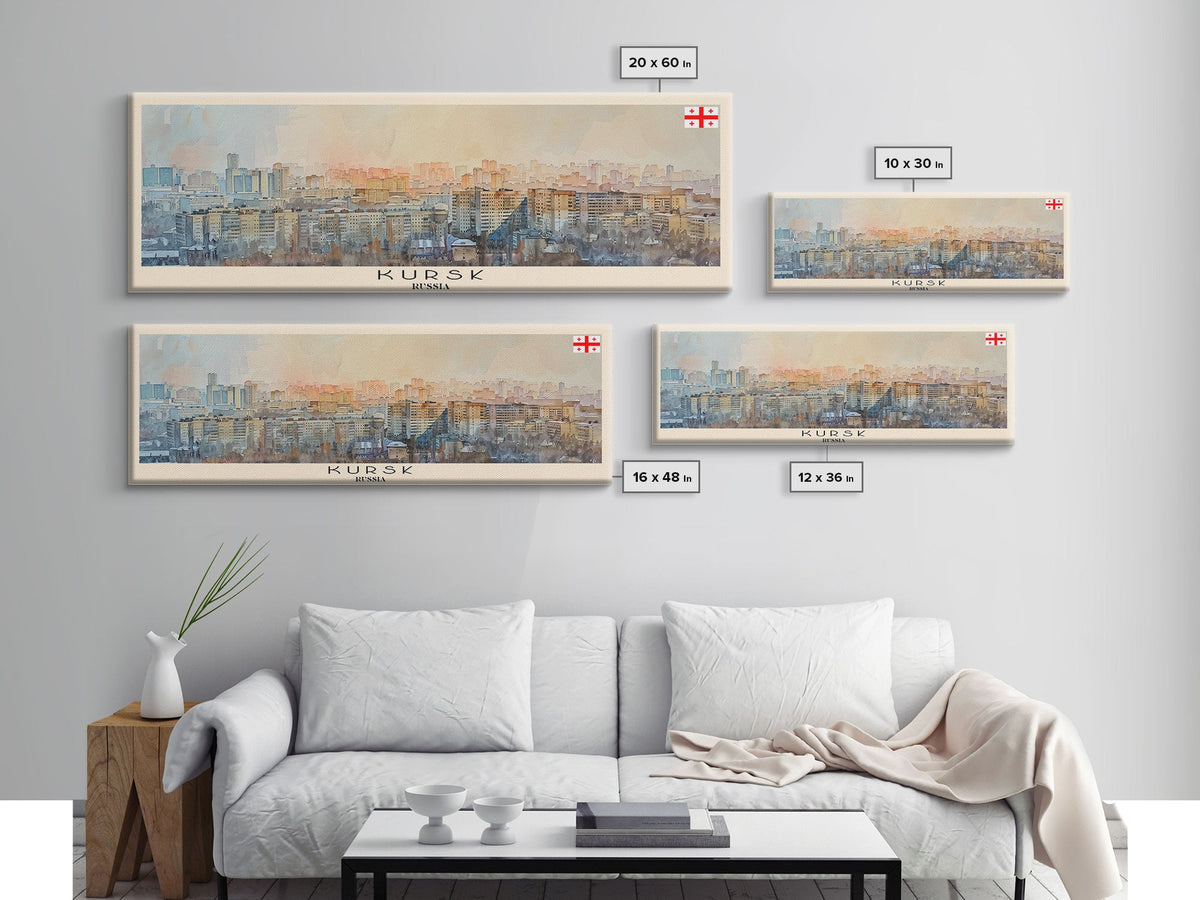 Kursk Russia Travel Art, City Art, Framed Canvas Print or Metal Wall Art, Europe Travel Poster, Panoramic Wall Art, Extra Wide Wall Art