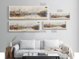 Kutaisi Georgia Panoramic Travel Poster, Framed Canvas Print or Metal Wall Art, Travel Art, Home Decor, Panoramic Painting, Midcentury Art