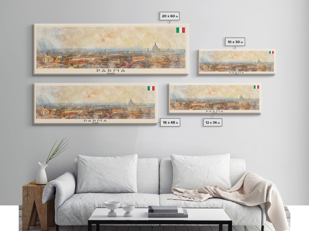 Parma Italy Wall Art, Panoramic Travel Poster, Panoramic Framed Canvas Print, City Wall Art, Wall Hanging Home Decor, Travel Art