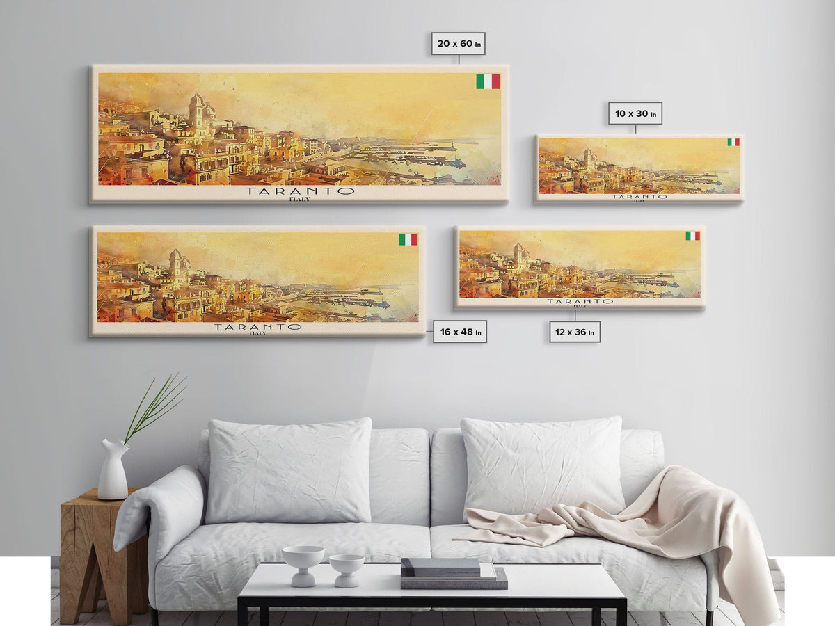 Taranto Italy Travel Art, City Art, Framed Canvas Print or Metal Wall Art, Europe Travel Poster, Panoramic Wall Art, Extra Wide Wall Art
