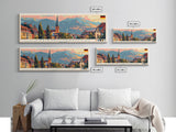 Freiburg Germany Panoramic Travel Poster, Framed Canvas Print or Metal Wall Art, Travel Art, Home Decor, Panoramic Painting, Midcentury Art