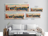 Gliwice Poland Panoramic Travel Poster, Framed Canvas Print or Metal Wall Art, Travel Art, Home Decor, Panoramic Painting, Midcentury Art