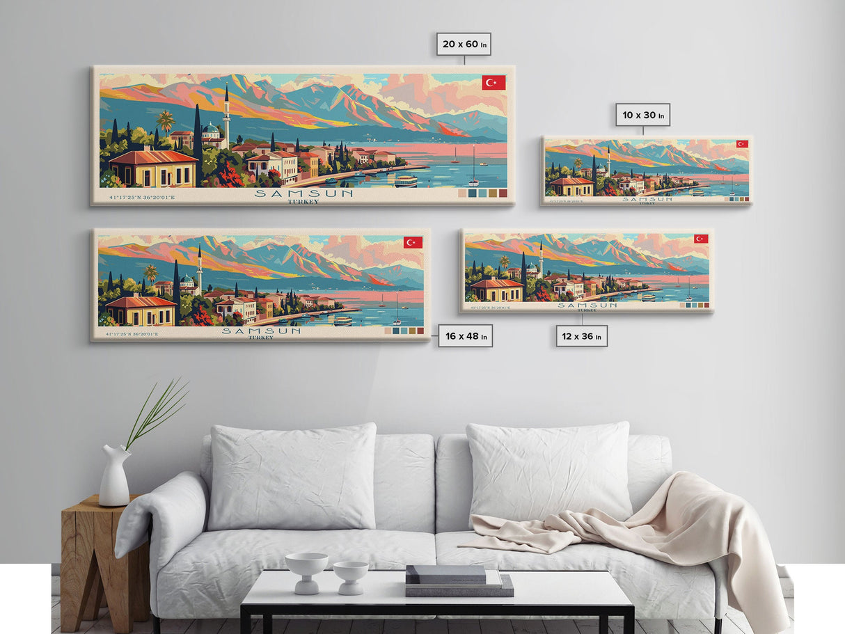 Samsun Turkey Travel Print Wall Art, Panoramic City Art, Travel Art, Wall Decor, Vacation Gift, Framed Canvas Print Or Metal Art