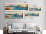 San Sebastian Spain Panoramic Travel Poster, Framed Canvas Print or Metal Wall Art, Travel Art, Home Decor, Panoramic Painting, Midcentury Art