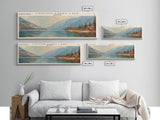 Canyon Ferry Lake Montana Framed Canvas Print, Lake House Art, Panoramic Wall Art, Travel Poster, Rustic Lake Painting, Nature Art