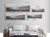 Canyon Ferry Lake Framed Canvas Print, Panoramic Lake House Decor, Wall Art, Travel Poster, Modern Lake Painting, Home Decor