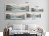 Lake Rabun Georgia Framed Canvas Print, Lake House Decor, Panoramic Wall Art, Travel Poster, Serene Landscape Painting, Living Room Decor