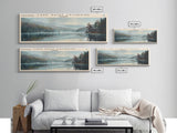 Lake Saint Catherine, Boho Art, Scenic Landscape, Travel Poster Art, Wall Art, Home Decor, Nature Scene, Lake Painting, Minimalist Art, Living Room Decor, Travel Print, Framed Canvas Print, Lake House Decor, Panoramic Print