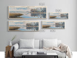 Lake Tarpon Florida Framed Canvas Print, Lake House Decor, Panoramic Wall Art, Travel Poster, Beautiful Landscape Painting, Living Room Decor