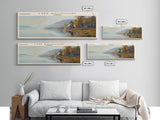 Lake Willoughby Vermont Framed Canvas Print, Lake House Decor, Panoramic Wall Art, Travel Poster, Scenic Landscape Painting, Living Room Decor