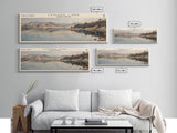 Lenore Lake Framed Canvas Print, Lake House Decor, Panoramic Wall Art, Travel Poster, Landscape Painting, Bedroom Decor
