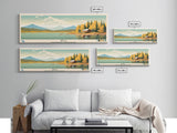 Birch Northwest Territories Framed Canvas Print, Panoramic Wall Art, Midcentury Modern, Pop Art, Travel Poster, Scenic Living Room Decor, Lake House Art