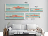 Canyon Ferry Lake Montana Framed Canvas Print, Pop Art Panoramic Travel Poster, Bedroom Decor, Midcentury Modern, Wall Art, Scenic Lake House, Nature Art