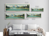 Emerald Lake Colorado Framed Canvas Print, Panoramic Art, Midcentury Modern, Pop Art, Living Room Wall Art, Travel Poster, Lake Art