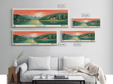 Fairview Lake Pennsylvania Framed Canvas Print, Panoramic Art, Midcentury Modern, Pop Art, Living Room Decor, Travel Poster, Wall Art, Nature Art