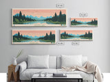 Goose Lake California Oregon Framed Canvas Print, Panoramic Wall Art, Midcentury Modern, Pop Art, Living Room Decor, Travel Poster, Lake View, Nature Art