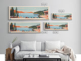 Gordon Lake Alberta Framed Canvas Print, Panoramic Art, Midcentury Modern, Pop Art, Bedroom Decor, Travel Poster, Artistic Decor, Home Decor