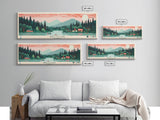 Griffith Lake Vermont2 Framed Canvas Print, Panoramic Art, Midcentury Modern, Pop Art, Bedroom Decor, Travel Poster, Artistic Decor, Home Decor