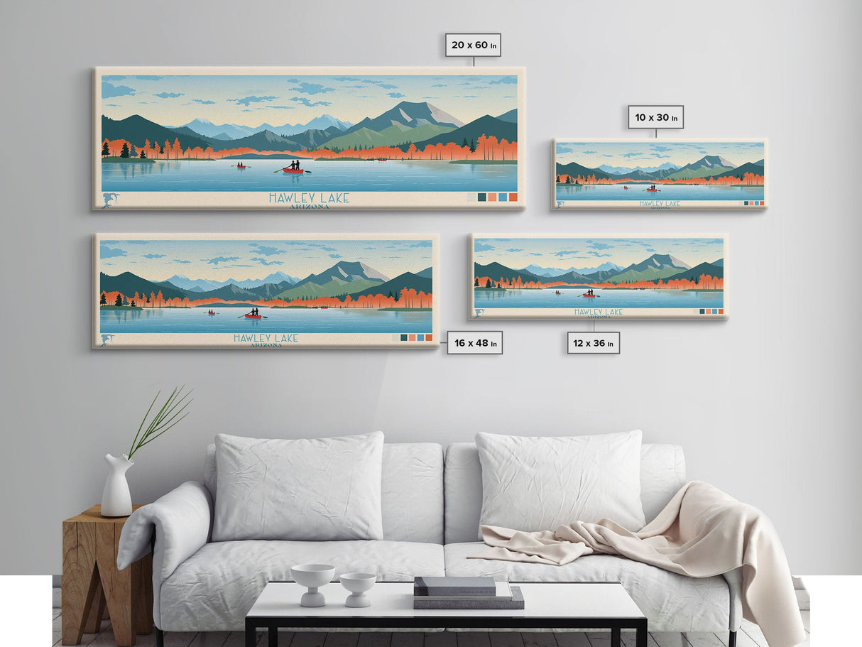 Hawley Lake Arizona Framed Canvas Print, Panoramic Art, Midcentury Modern, Pop Art, Bedroom Decor, Travel Poster, Artistic Decor, Home Decor