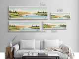 Horton Lake Northwest Territories Framed Canvas Print, Panoramic Art, Midcentury Modern, Pop Art, Living Room Decor, Travel Poster, Lake House Decor