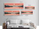 Lake George New York Framed Canvas Print, Panoramic Art, Midcentury Modern, Pop Art, Living Room Wall Art, Travel Poster, Lake House Decor
