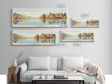 Lake Sinclair Georgia Framed Canvas Print, Panoramic Wall Art, Midcentury Modern, Pop Art, Living Room Decor, Travel Poster, Lake House Art
