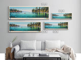 Lake Tahoe CaliforniaNevada Framed Canvas Print, Panoramic Wall Art, Midcentury Modern, Pop Art, Bedroom Art, Travel Poster, Lake House Decor