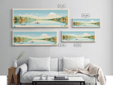 Lake Tewaukon North Dakota Framed Canvas Print, Panoramic Wall Art, Midcentury Modern, Pop Art, Living Room Decor, Travel Poster, Lake House Art