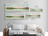 Norfork Lake, Arkansas Framed Canvas Print, Panoramic Wall Art, Midcentury Modern, Pop Art, Home Decor, Travel Poster, Bedroom Art