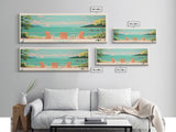 Portage Lake, Michigan Framed Canvas Print, Bedroom Art, Midcentury Modern, Pop Art, Panoramic Wall Art, Travel Poster