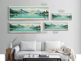 Tustumena Lake, Alaska Framed Canvas Print, Lake House Decor, Midcentury Modern Art, Pop Art, Travel Poster, Living Room Wall Art