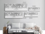 Panoramic Madrid City Map, Spain Art, Map Print, Minimalist Wall Art, Canvas Art, Housewarming Gift, Street Map Art, Closing Gift
