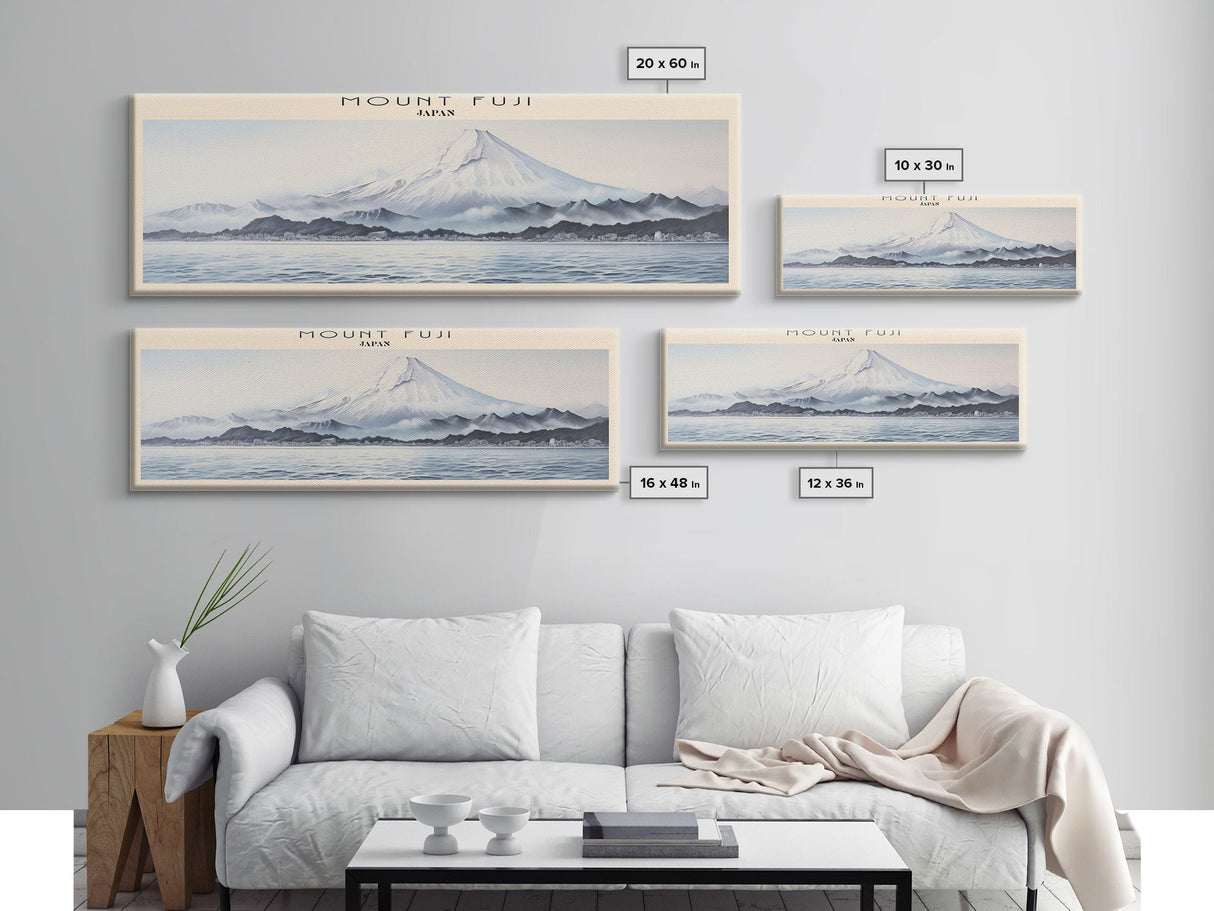 Mount Fuji Travel Art Framed Canvas Print, COUNTRY Wall Decor, Home Decor, Travel Poster, Vintage Wall Art, Watercolor Painting