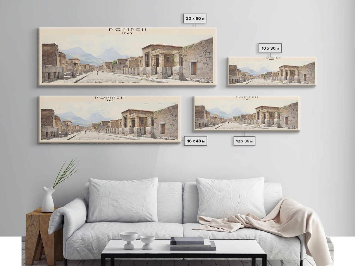 Pompeii Travel Art Framed Canvas Print, COUNTRY Wall Decor, Home Decor, Travel Poster, Vintage Wall Art, Watercolor Painting