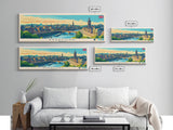 Bradford, England Panoramic Travel Poster Canvas Print, Bradford, England Painting, England Art, Bradford Travel Art, Guest Room Painting