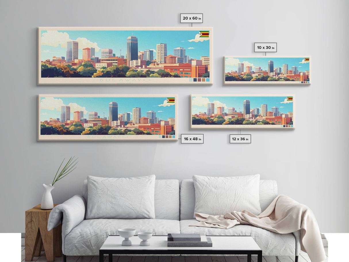 Bulawayo, Zimbabwe Travel Poster Panoramic Canvas Print, Bulawayo, Zimbabwe Painting, Zimbabwe Art, Bulawayo Travel Art, Guest Room Painting
