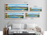 Canberra, Australia Panoramic Travel Poster Canvas Print, Canberra, Australia Painting, Australia Art, Canberra Travel Art, Guest Room Painting