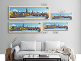 Carlisle, England Travel Poster Panoramic Canvas Print, Carlisle, England Painting, England Art, Carlisle Travel Art, Guest Room Painting