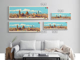 Centro, Mexico Panoramic Travel Poster Canvas Print, Centro, Mexico Painting, Mexico Art, Centro Travel Art, Guest Room Painting