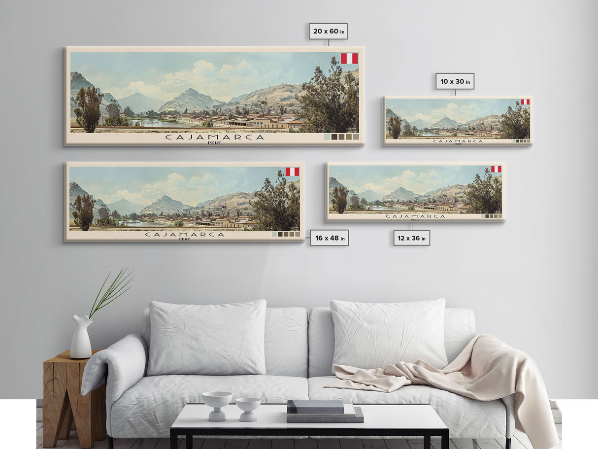 Cajamarca, Peru Panoramic Canvas Print, Cajamarca, Peru Painting, Peru Art, Cajamarca Travel Poster, Travel Art, Guest Room Painting