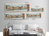 Cambridge, England Panoramic Canvas Print, Cambridge, England Painting, England Art, Cambridge Travel Poster, Travel Art, Living Room Painting