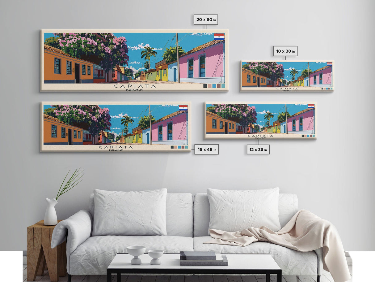 Capiata, Paraguay Panoramic Canvas Print, Capiata, Paraguay Painting, Paraguay Art, Capiata Travel Poster, Travel Art, Guest Room Painting