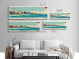 Casablanca, Morocco Panoramic Canvas Print, Casablanca, Morocco Painting, Morocco Art, Casablanca Travel Poster, Travel Art, Guest Room Painting