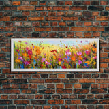 Framed Canvas Print of Original painting, Large wall art, Boho wall décor, Flower painting, Home decor, Modern art, Bedroom decor, Panoramic
