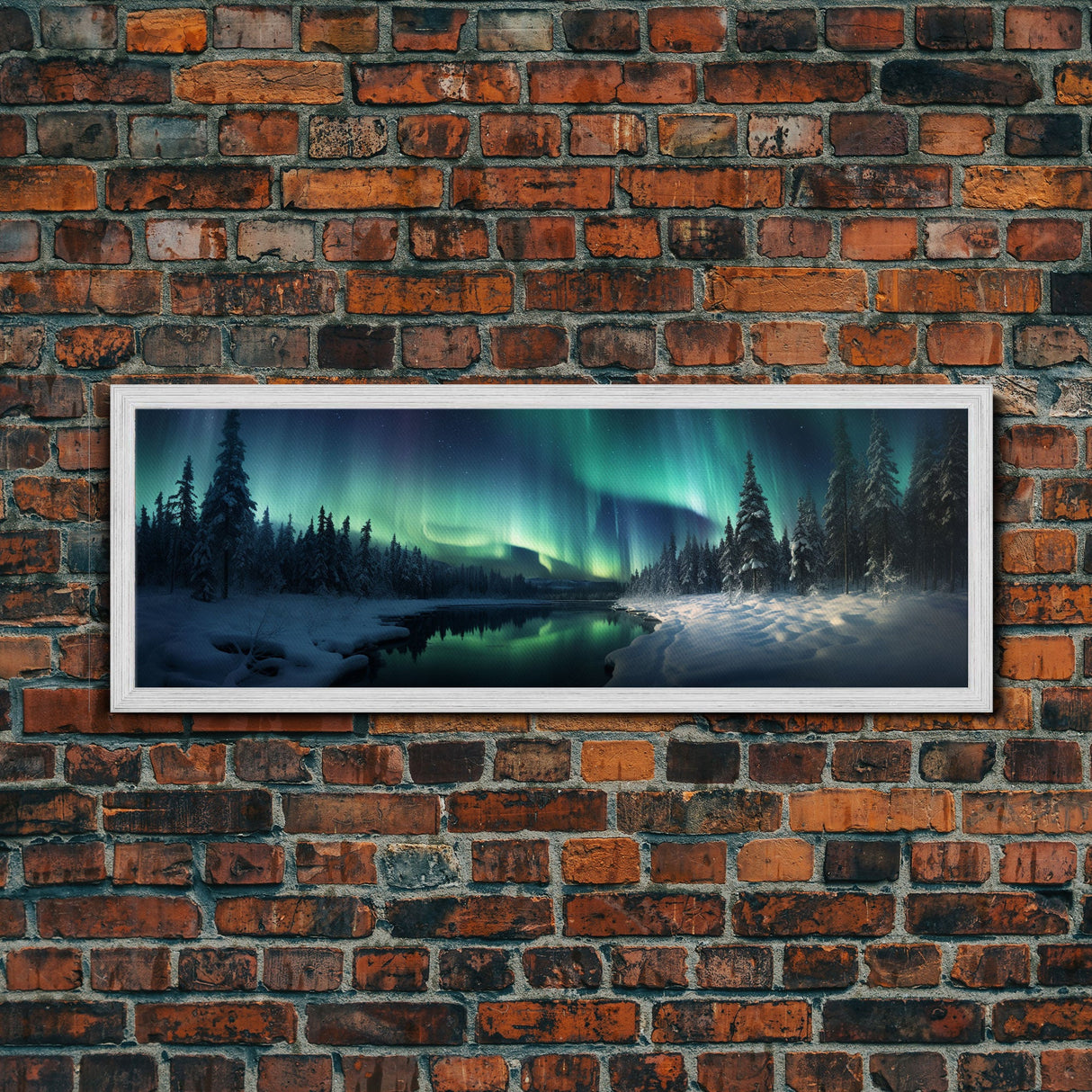 Northern lights canvas wall art Forest print Aurora Borealis Night Sky canvas Nature wall art Northern lights Landscape Framed Wall Art