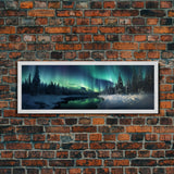 Northern lights canvas wall art Forest print Aurora Borealis Night Sky canvas Nature wall art Northern lights Landscape Framed Wall Art