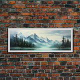 Mountain Lake Wall Art, Oil Landscape Painting On Canvas - Large Gallery Wrapped Canvas Wall Art Prints With/Without Floating Frames