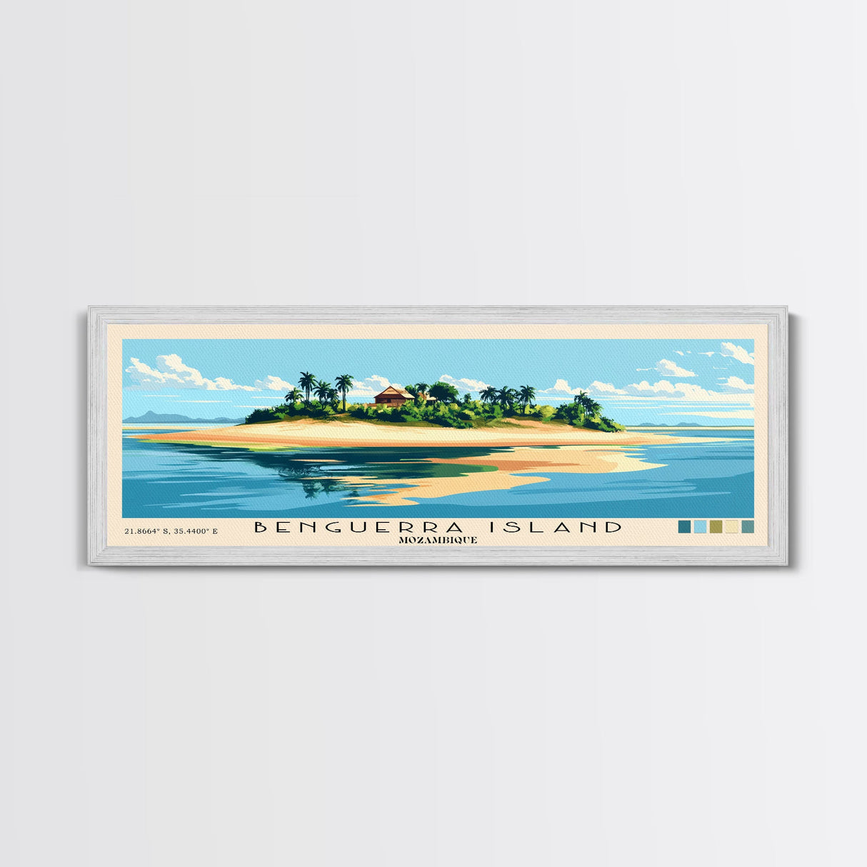 Benguerra Island, Mozambique Panoramic Print, Vacation Gift, Mozambique Wall Art, Beach Painting, Beach Decor, Large Wall Art, Wood Frame Art