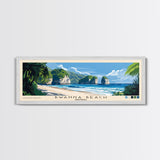 Bwanna Beach, Indonesia Panoramic Beach Print, Vacation Gift, Indonesia Wall Art, Framed Canvas Print, Framed Beach Painting